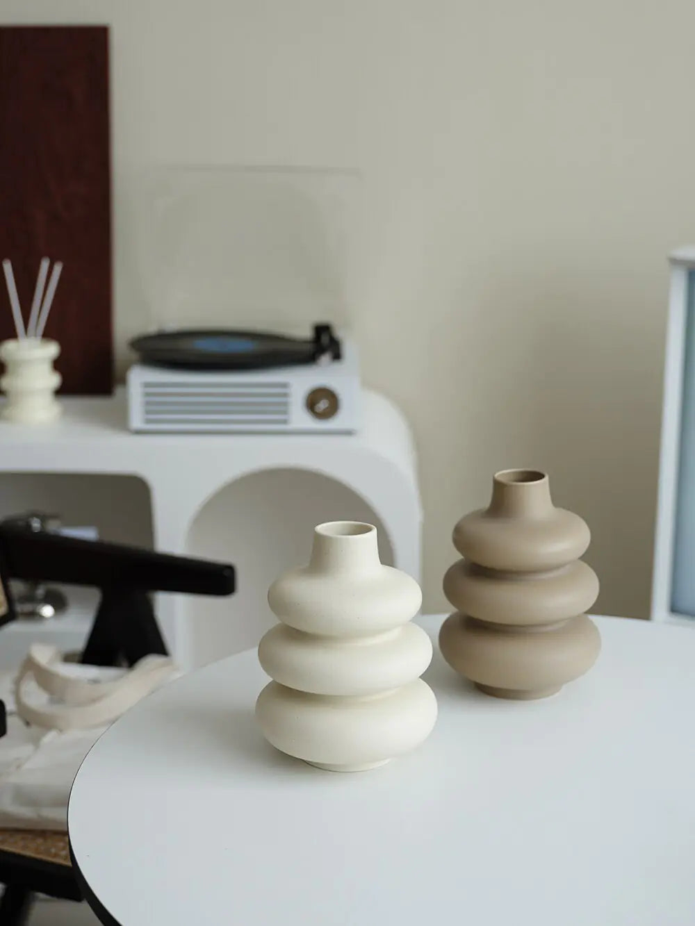 Large Donut Ceramic Floor Vase – Statement Living Room Decor