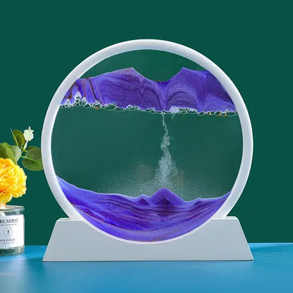 Round 3D Moving Sand Art – Circular Zen Desk Decor