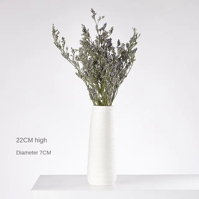 Jarrón de cerámica blanco con cuerda de cáñamo – Decoración minimalista nórdica