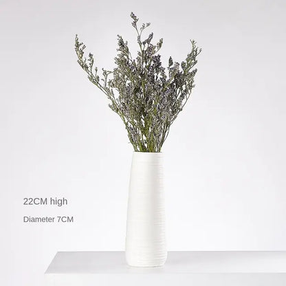 Jarrón de cerámica blanco con cuerda de cáñamo – Decoración minimalista nórdica