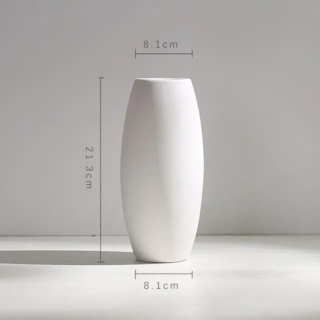 Jarrón de cerámica blanco con cuerda de cáñamo – Decoración minimalista nórdica
