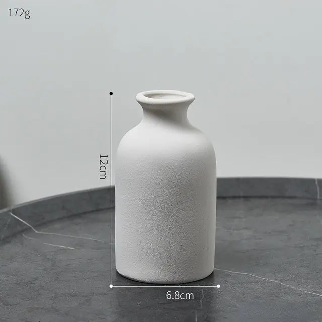 White Ceramic Bud Vase Set – Minimalist Japandi Tabletop Decor