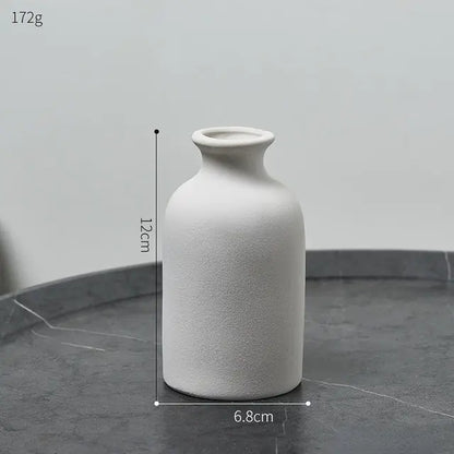 White Ceramic Bud Vase Set – Minimalist Japandi Tabletop Decor