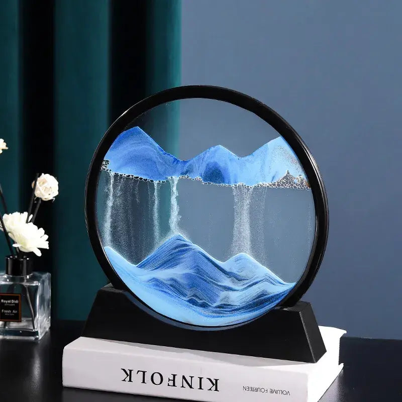 Round 3D Moving Sand Art – Circular Zen Desk Decor