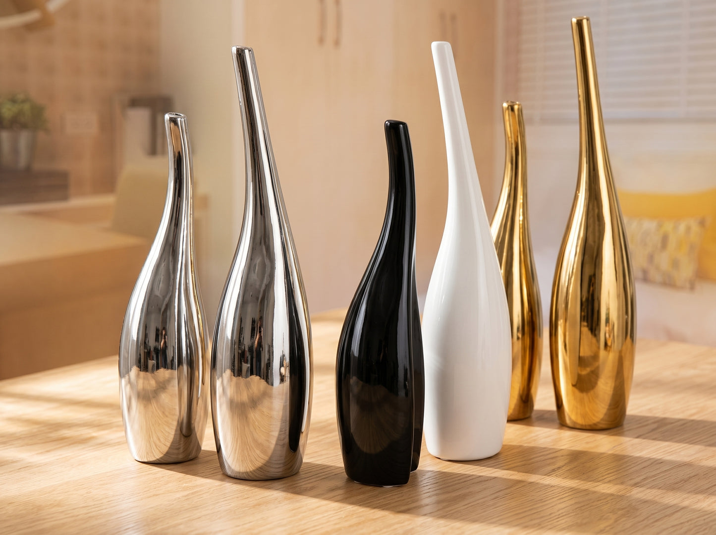 Gold-Plated Nordic Ceramic Vase – Luxury Modern Home Decor