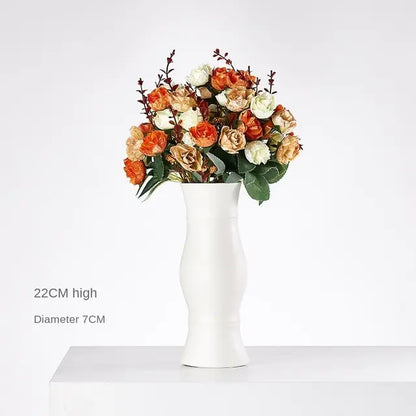 Jarrón de cerámica blanco con cuerda de cáñamo – Decoración minimalista nórdica