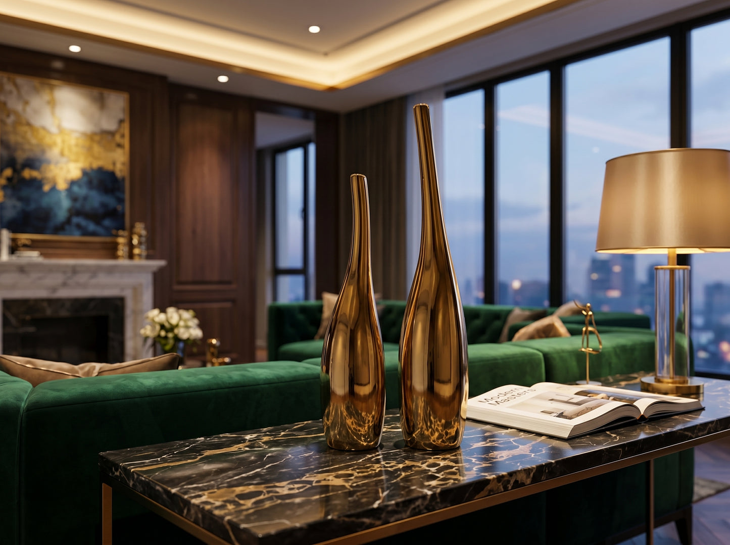 Gold-Plated Nordic Ceramic Vase – Luxury Modern Home Decor