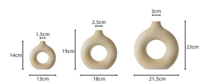 Ceramic Donut Vase – Modern Round Flower Vase for Living Room
