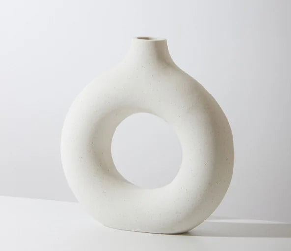 Ceramic Donut Vase – Modern Round Flower Vase for Living Room