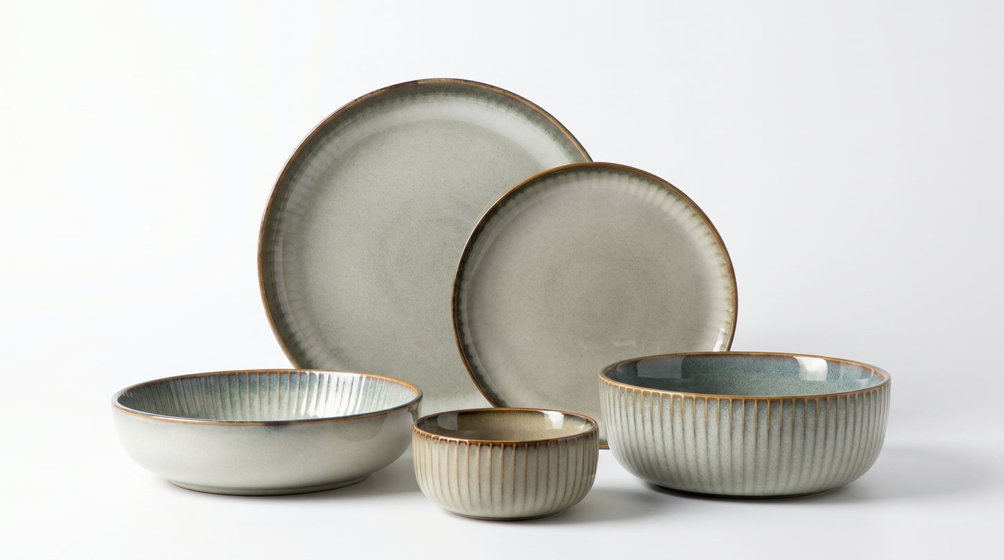 Japanese Ceramic Plates & Rice Bowl Set – Asian Tableware