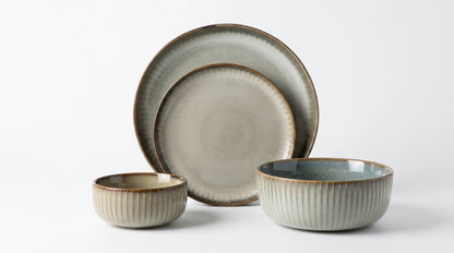 Japanese Ceramic Plates & Rice Bowl Set – Asian Tableware