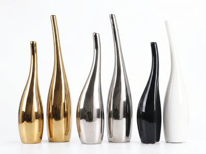 Gold-Plated Nordic Ceramic Vase – Luxury Modern Home Decor