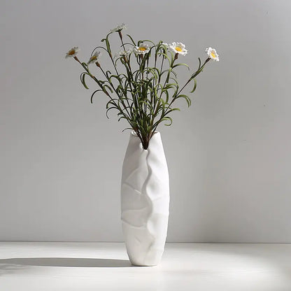Jarrón de cerámica blanco con cuerda de cáñamo – Decoración minimalista nórdica