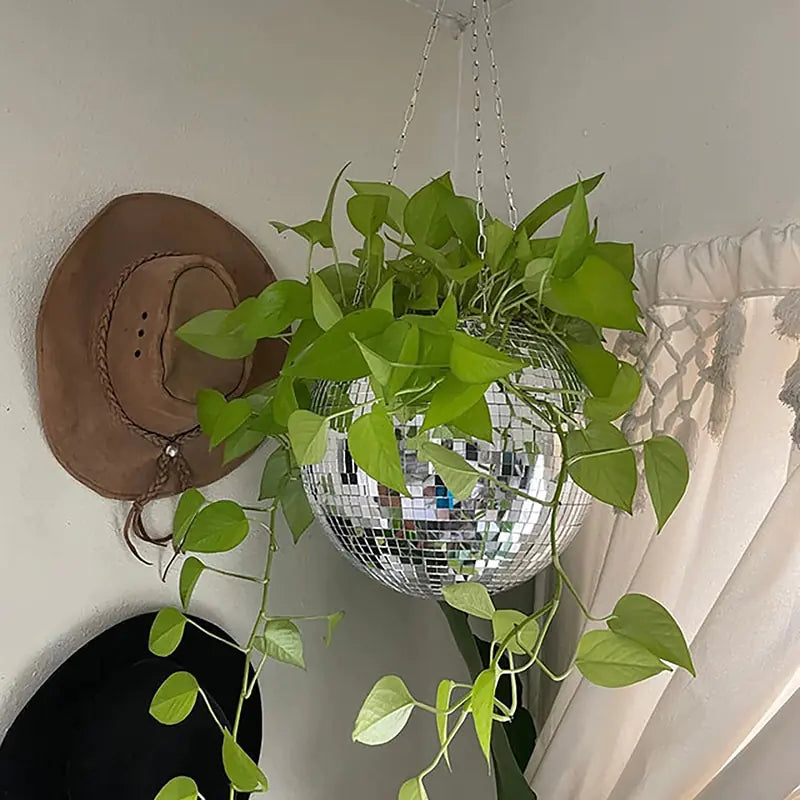 Disco Ball Hanging Flower Vase – Boho Wall Decor
