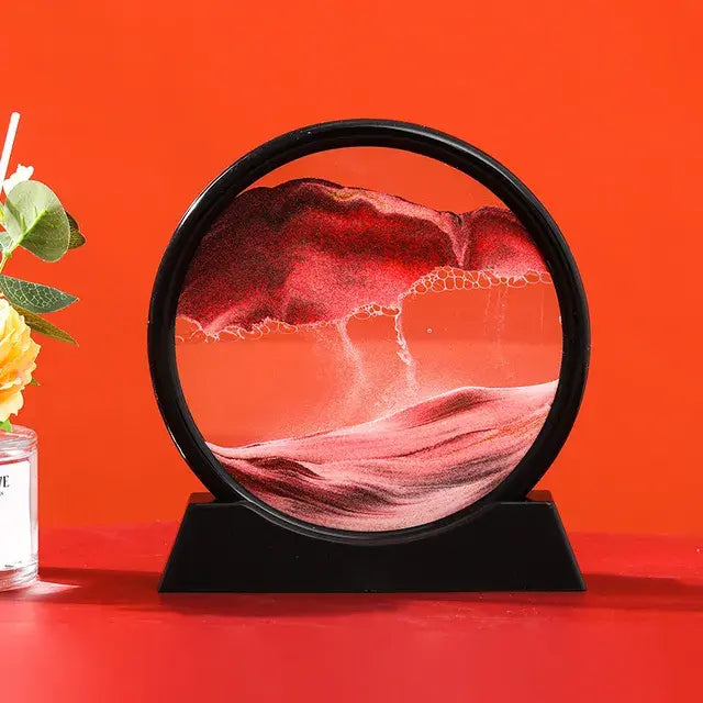 Round 3D Moving Sand Art – Circular Zen Desk Decor