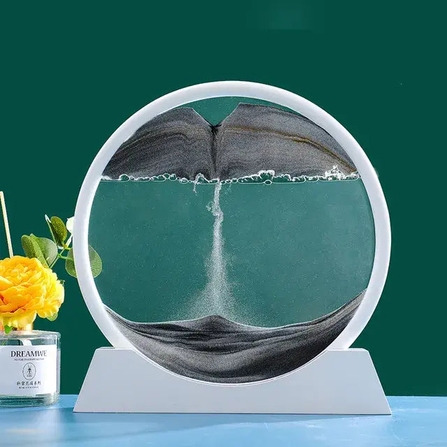 Round 3D Moving Sand Art – Circular Zen Desk Decor