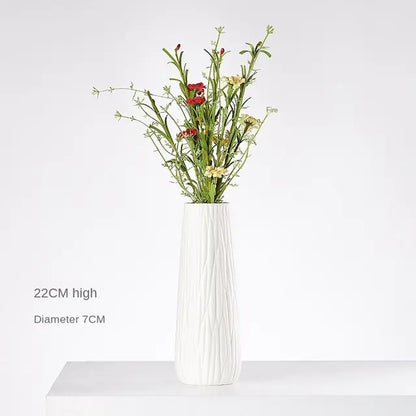 Jarrón de cerámica blanco con cuerda de cáñamo – Decoración minimalista nórdica