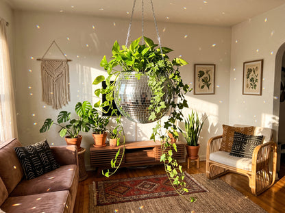 Disco Ball Hanging Flower Vase – Boho Wall Decor