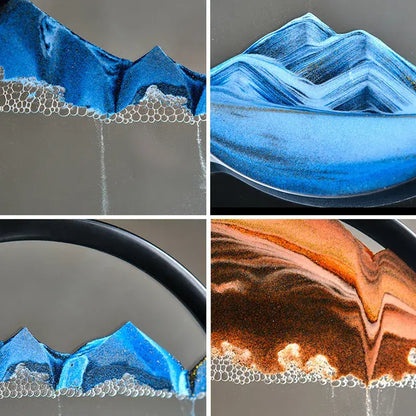 Round 3D Moving Sand Art – Circular Zen Desk Decor