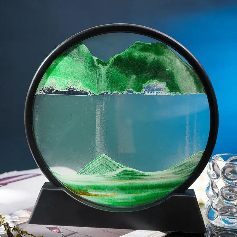 Round 3D Moving Sand Art – Circular Zen Desk Decor
