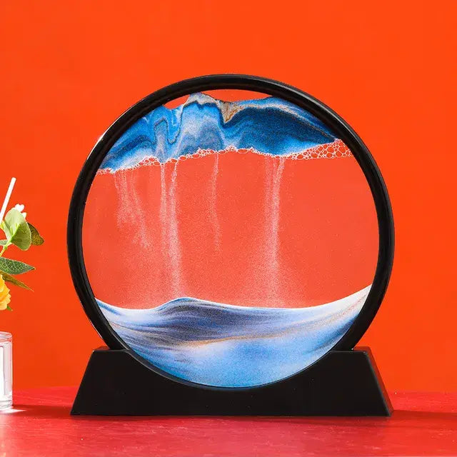 Round 3D Moving Sand Art – Circular Zen Desk Decor