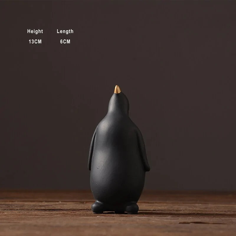 Penguin Ceramic Figurine – Cute Decorative Shelf Ornament