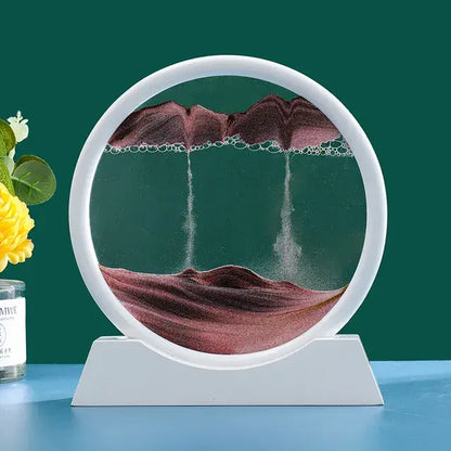 Round 3D Moving Sand Art – Circular Zen Desk Decor