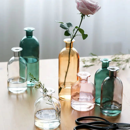 Nordic Glass Flower Vase – Clear Tabletop Decor for Dining