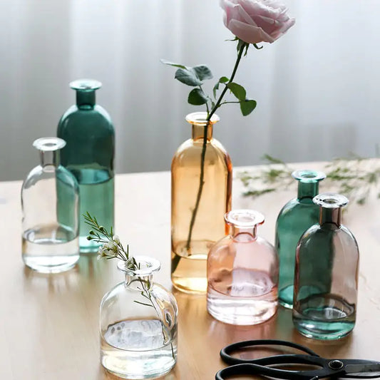 Nordic Glass Flower Vase – Clear Tabletop Decor for Dining
