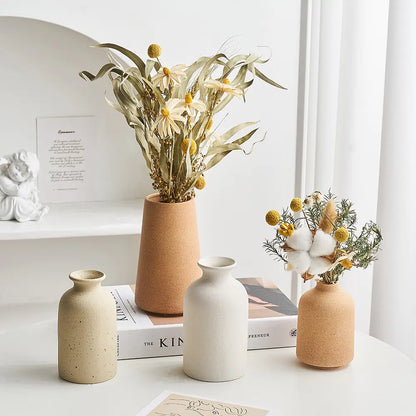 White Ceramic Bud Vase Set – Minimalist Japandi Tabletop Decor