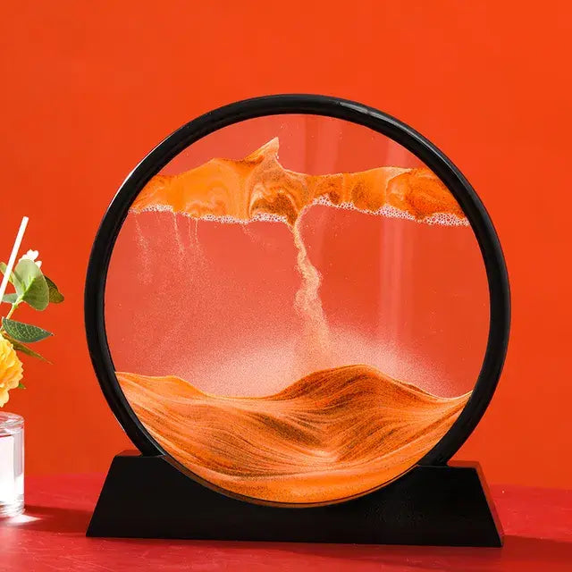Round 3D Moving Sand Art – Circular Zen Desk Decor