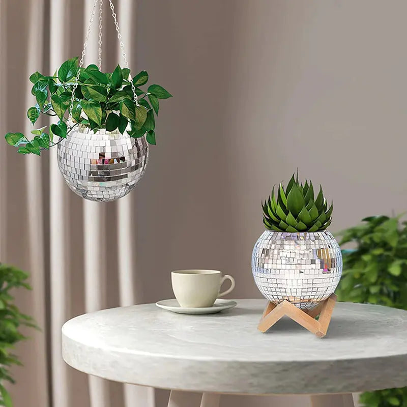 Disco Ball Hanging Flower Vase – Boho Wall Decor