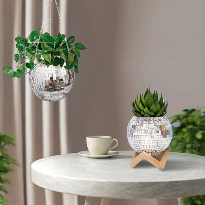 Disco Ball Hanging Flower Vase – Boho Wall Decor