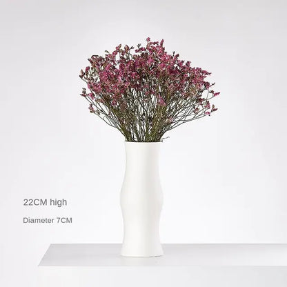 Jarrón de cerámica blanco con cuerda de cáñamo – Decoración minimalista nórdica