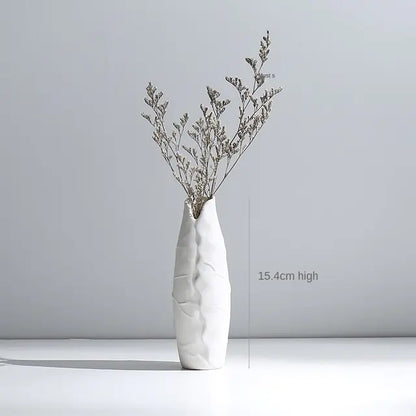 Jarrón de cerámica blanco con cuerda de cáñamo – Decoración minimalista nórdica