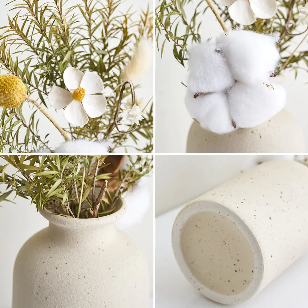 White Ceramic Bud Vase Set – Minimalist Japandi Tabletop Decor