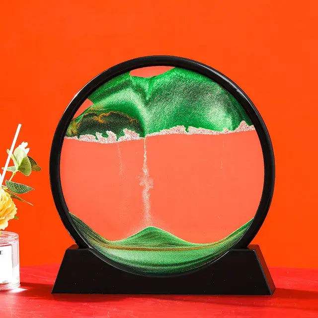 Round 3D Moving Sand Art – Circular Zen Desk Decor