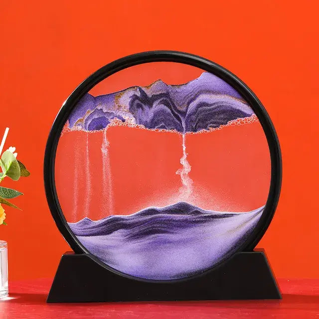 Round 3D Moving Sand Art – Circular Zen Desk Decor