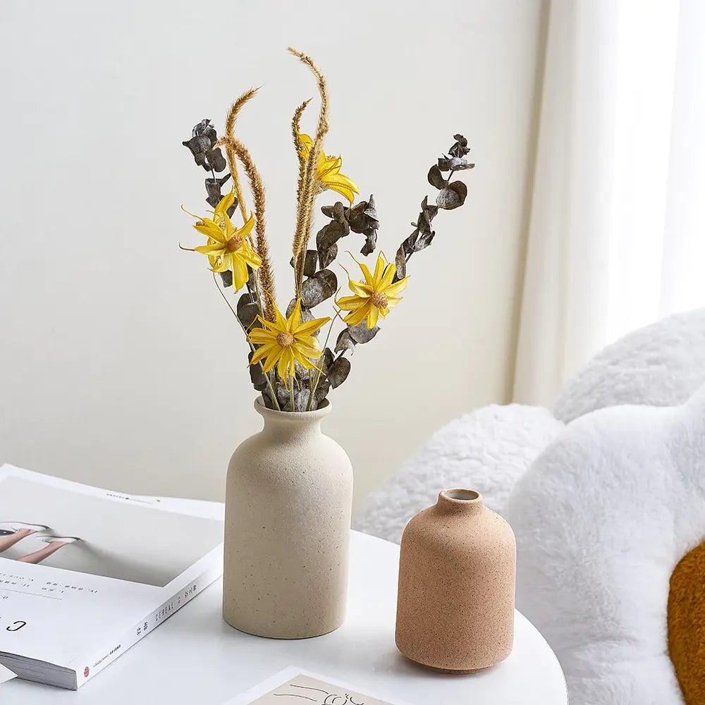 White Ceramic Bud Vase Set – Minimalist Japandi Tabletop Decor